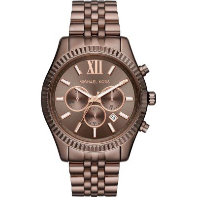 Michael Kors MK8522 Lexington Big bronze-tone chronograph watch with roman numeral dial and link bracelet
