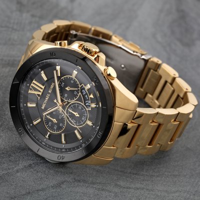 Michael Kors Brecken Black Dial Gold Men's Watch - MK8848