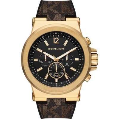 Michael Kors MK8904 Dylan gold chronograph watch with black dial and logo strap