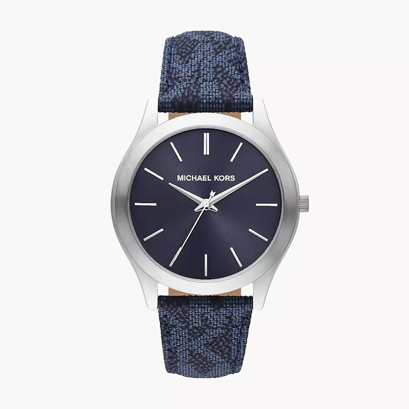 Michael Kors Oversized Slim Runway Navy Blue Dial Silver Men's Watch - MK8907