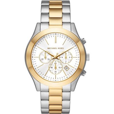 Michael Kors MK8986 Slim Runway two-tone chronograph watch with white dial and gold bezel