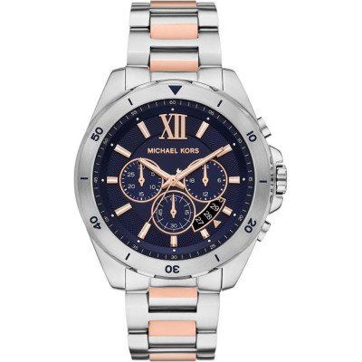 Michael Kors MK9065 Brecken watch with navy dial, rose gold and silver stainless steel bracelet
