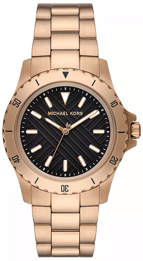 Michael Kors Everest Three-Hand Black Dial Rose-Gold Watch - MK9140
