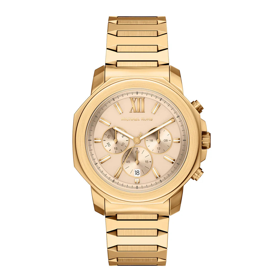 Michael Kors Lexington MK9249 gold-tone chronograph watch with champagne dial and Roman numerals