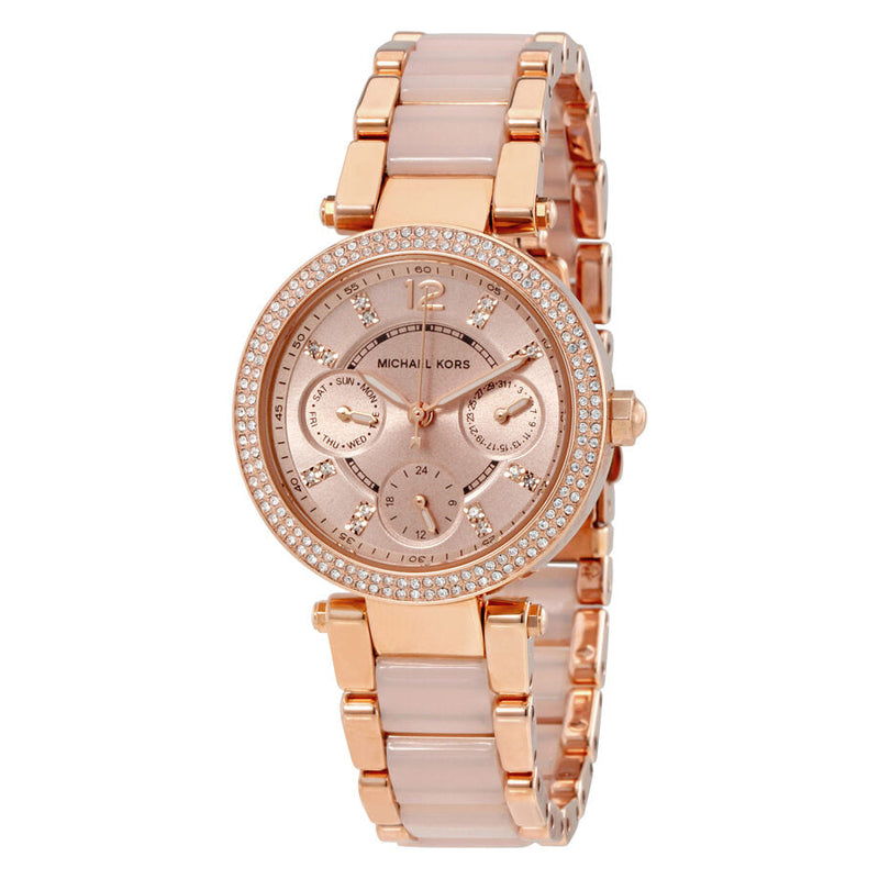 Michael Kors Parker Mini Multi-Function Rose Dial Ladies Watch #MK6110 - Watches of New Zealand