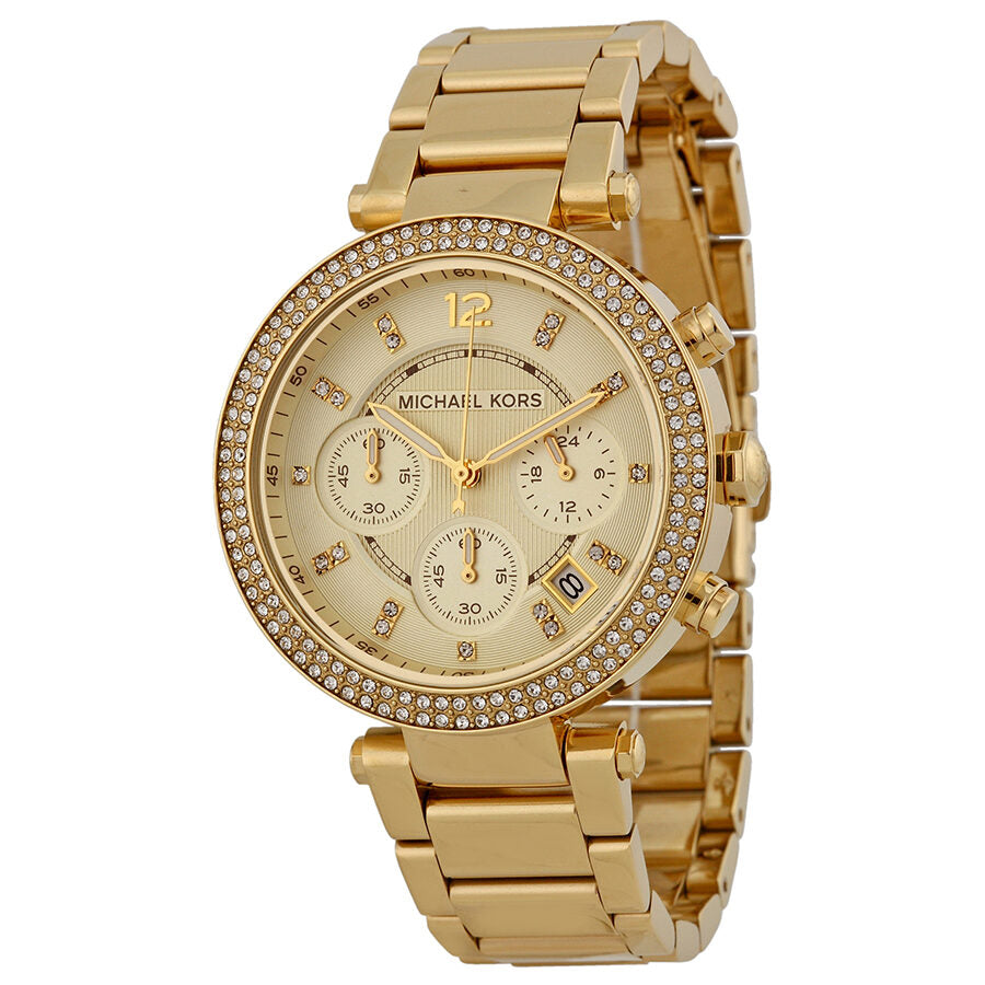 Michael Kors Parker chronograph ladies watch with champagne dial and gold-tone bracelet