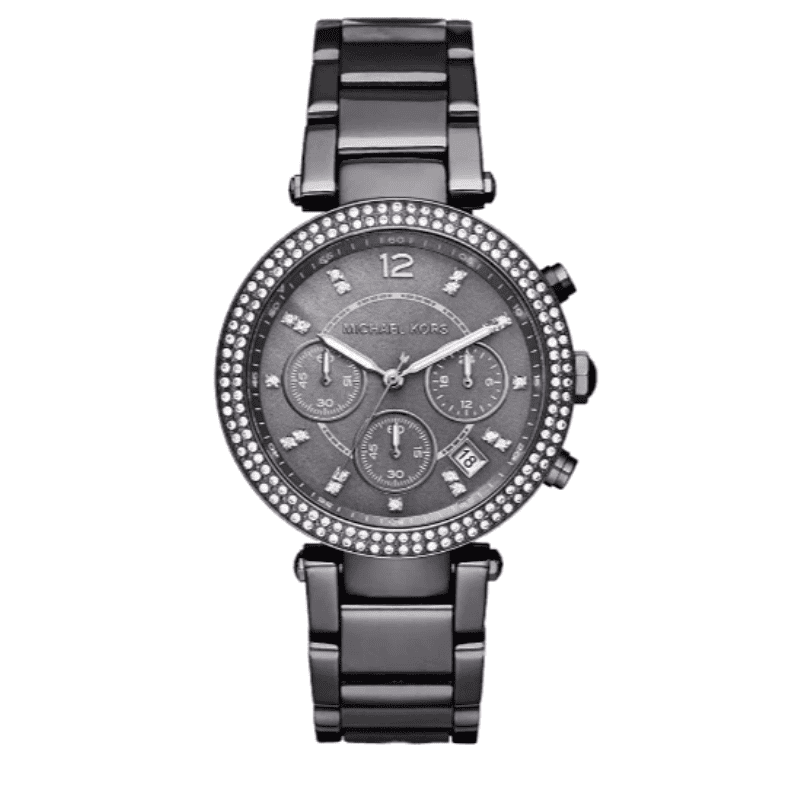 Michael Kors Parker MK6265 women's chronograph watch with grey dial and grey steel strap