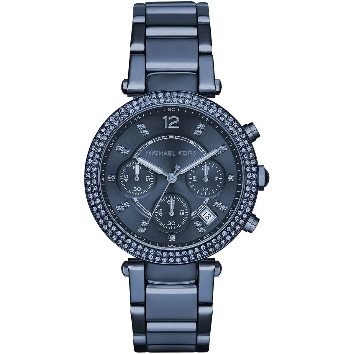 Michael Kors Parker MK6418 women's chronograph watch, blue dial with date window