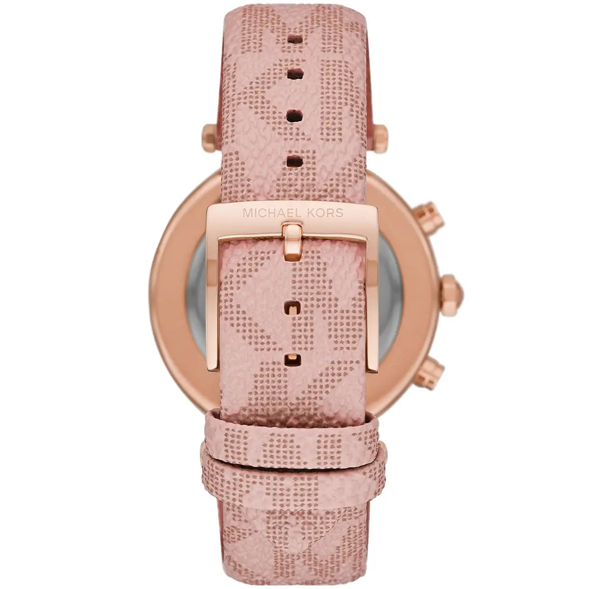 Michael Kors Parker Pavé Chronograph White Dial Rose Gold Genuine Leather Women's Watch - MK6935