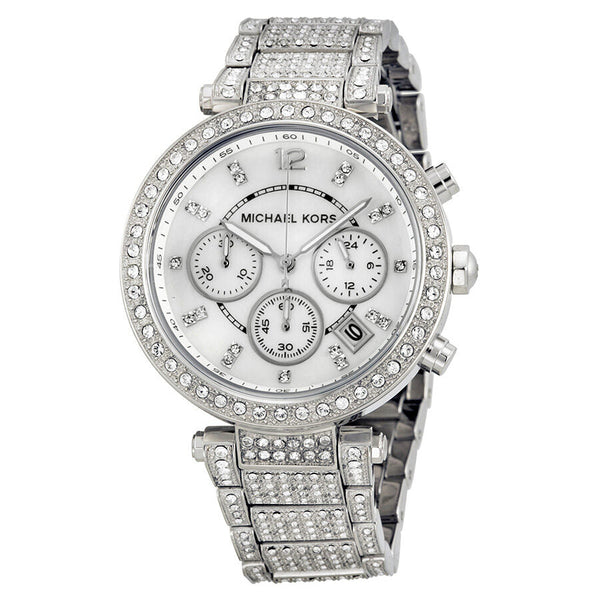Michael Kors Parker Mother of Pearl Dial Crystals Steel Ladies Watch MK5572 - Watches of New Zealand