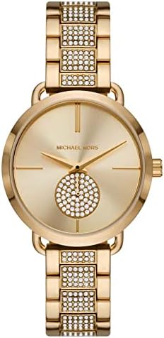 Michael Kors Portia gold-tone watch with crystal subdial and link bracelet