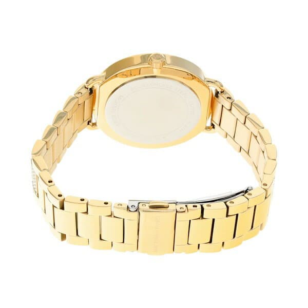 Michael Kors Portia gold-tone watch side view showing link bracelet and case profile