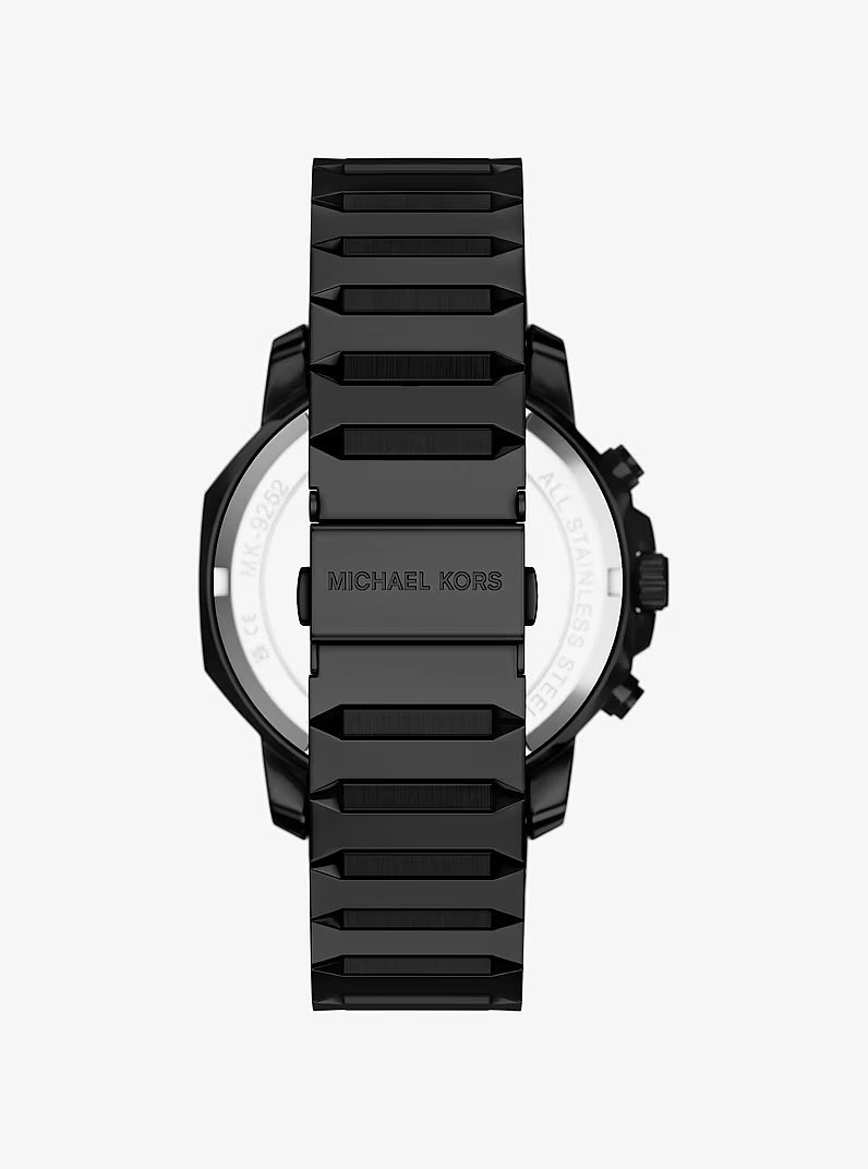 Michael Kors Oversized Prescott Chronograph Black Dial Steel Strap Men's Watch MK9252