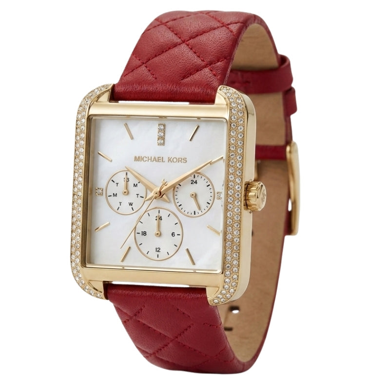 Michael Kors Pyper Red Leather Strap Women's Watch - MK2770