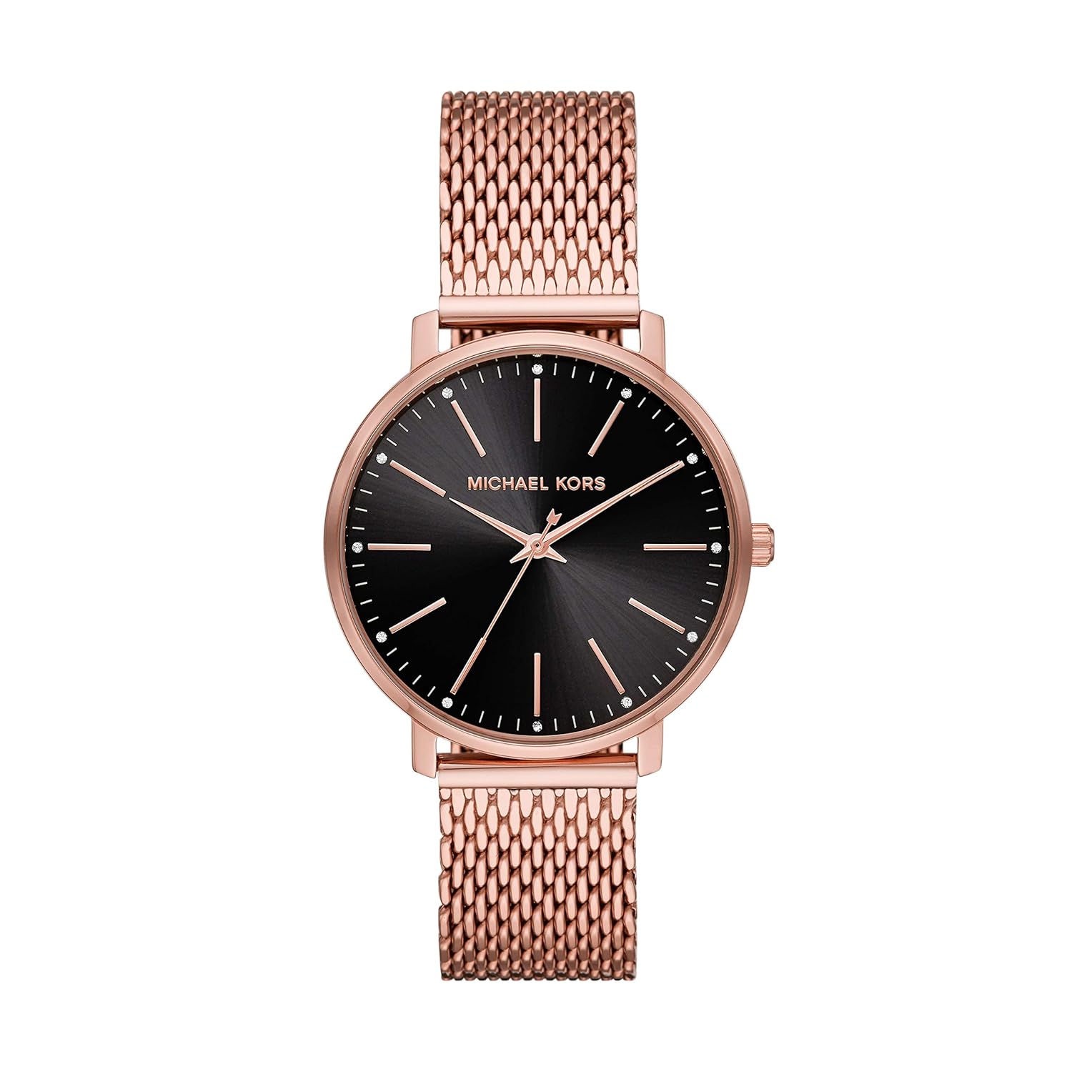 Michael Kors Pyper rose gold-tone mesh women's watch with black dial