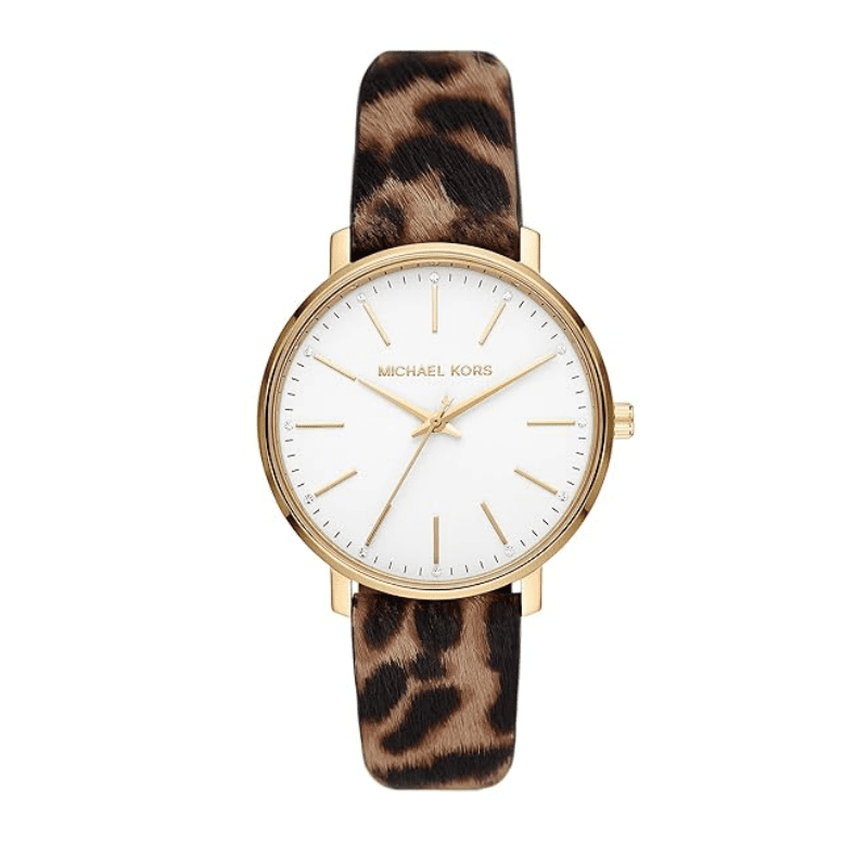Michael Kors Pyper Three-Hand White Dial Cheetah Print Leather Strap Women's Watch - MK4751