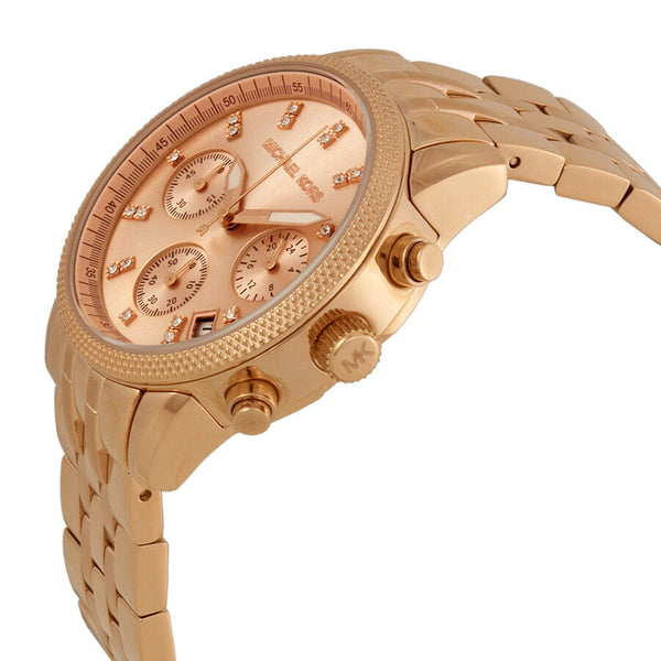 Michael Kors Ritz Chronograph Rose Gold Dial Steel Ladies Watch MK6077 - Watches of New Zealand #2