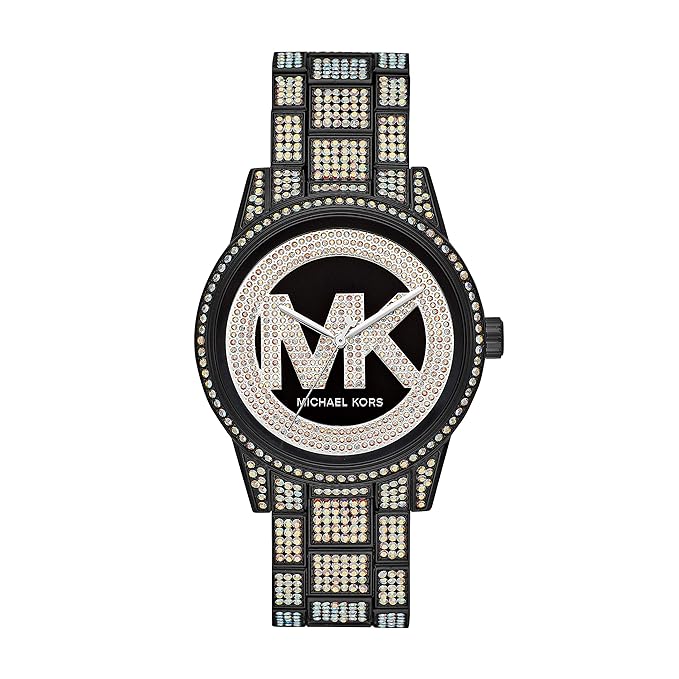Michael Kors Ritz black women's watch with crystal pavé dial and studded bracelet