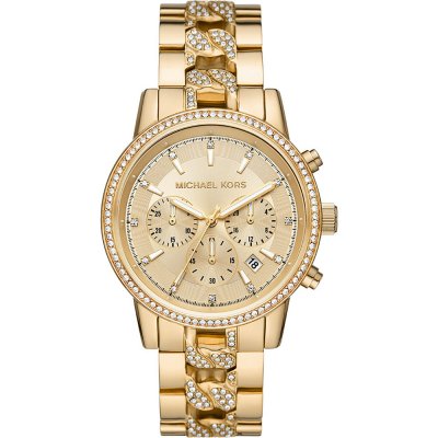 Michael Kors Ritz MK6937 gold chronograph watch with crystal-set bezel and dial