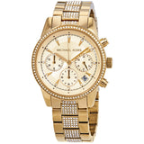 Michael Kors Ritz Pave Chronograph Crystal Gold Dial Ladies Watch MK6484 - Watches of New Zealand