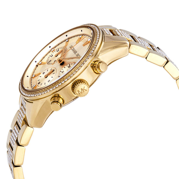 Michael Kors Ritz Pave Chronograph Crystal Gold Dial Ladies Watch MK6484 - Watches of New Zealand #2