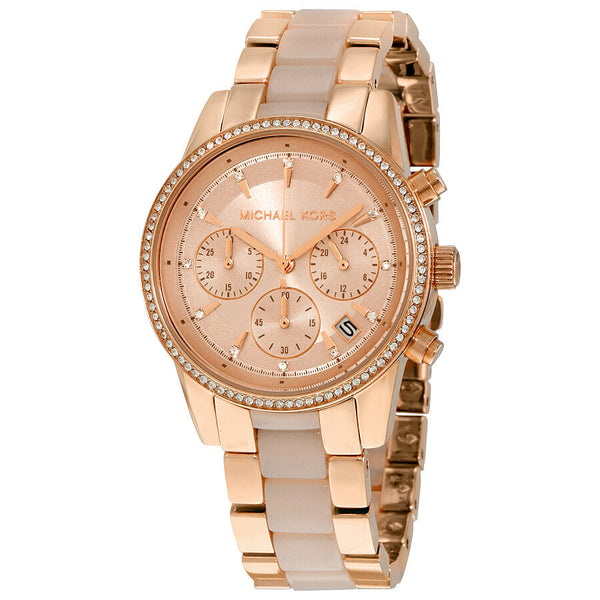 Michael Kors Ritz Quartz Chronograph Rose Dial Ladies Watch MK6307 - Watches of New Zealand