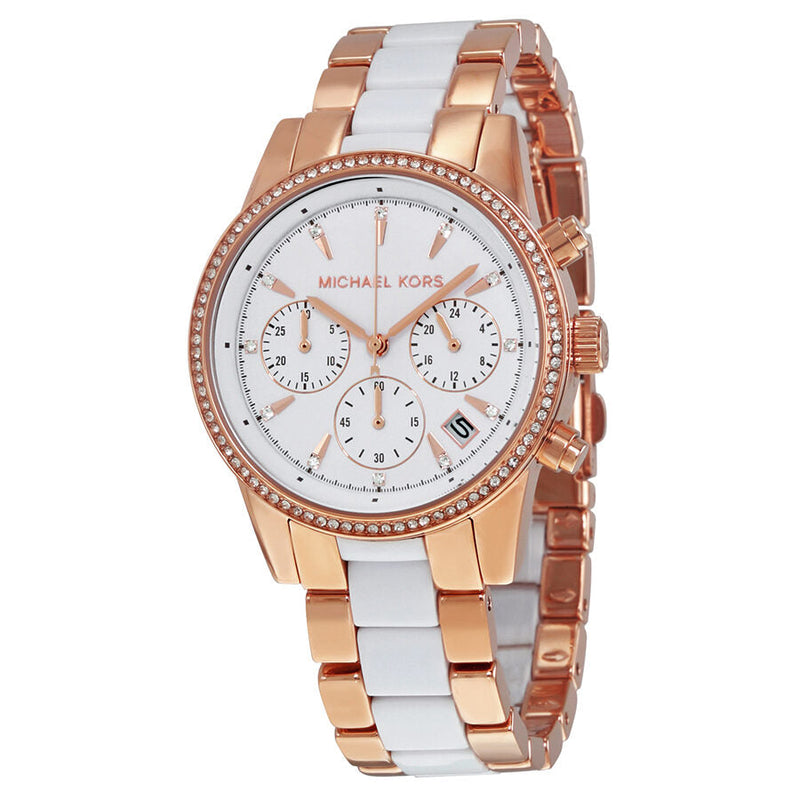 Michael Kors Ritz Quartz Chronograph White Dial Ladies Watch MK6324 - Watches of New Zealand