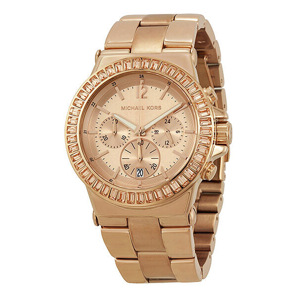 Michael Kors Rose Gold-tone Baguette Bezel Chronograph Ladies Watch MK5412 - Watches of New Zealand