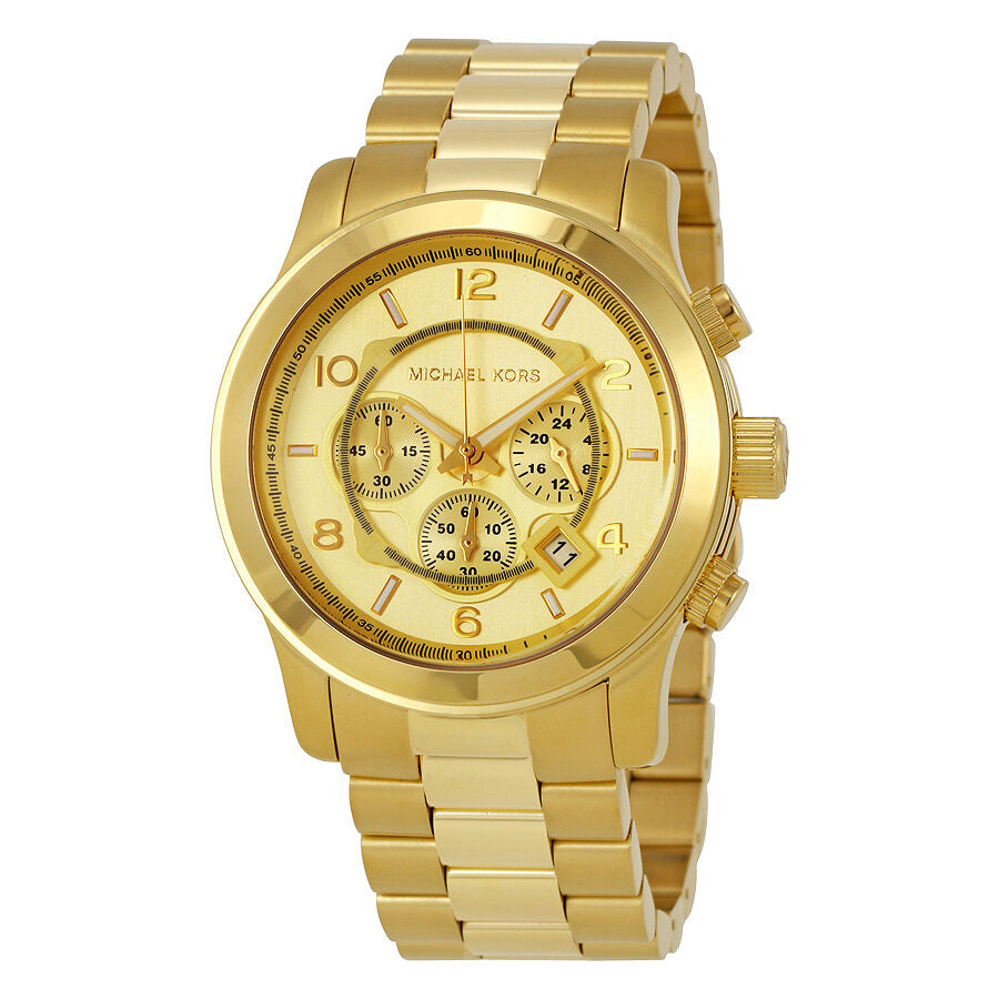 Michael Kors Runway Chronograph gold-tone men's watch with champagne dial and three subdials