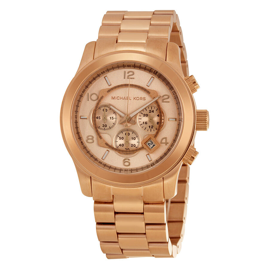 Michael Kors Runway rose gold-tone chronograph men's watch with round dial and bracelet