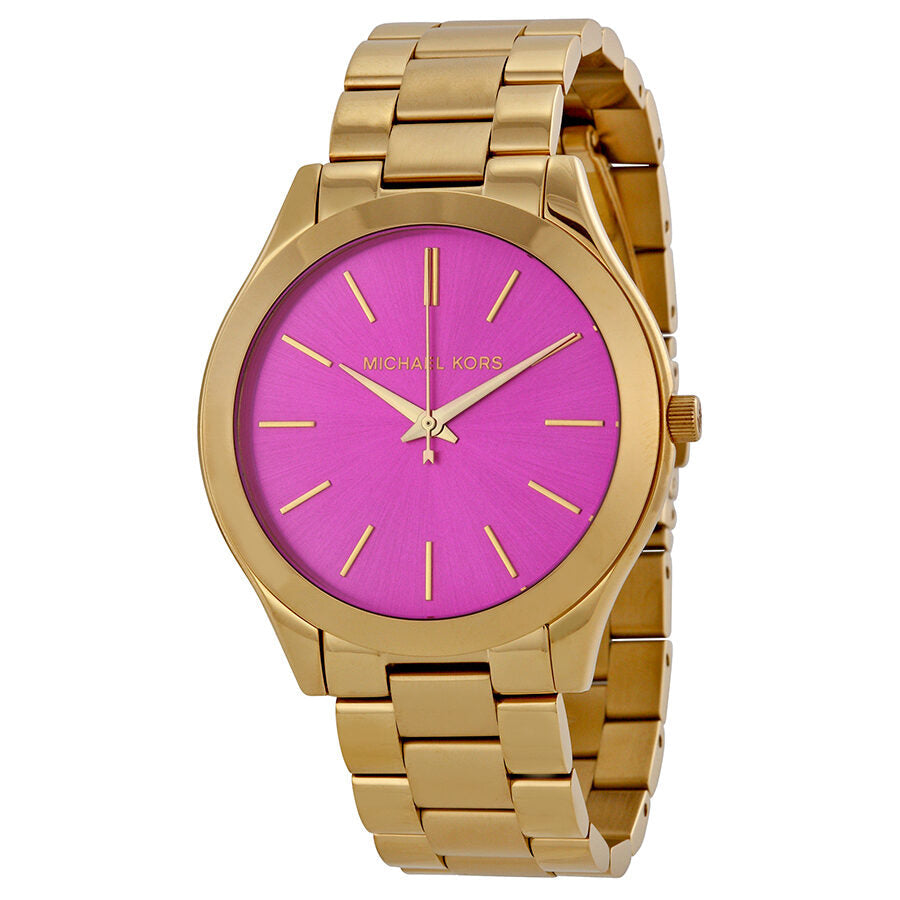 Michael Kors Runway women's watch with pink dial, gold-tone case and bracelet