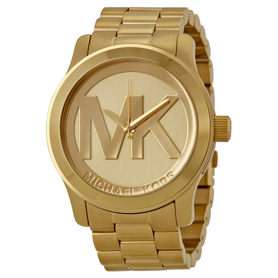 Michael Kors Runway gold-tone women's watch with champagne dial and MK logo
