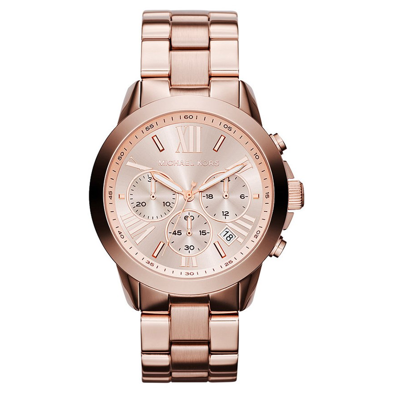 Michael Kors Runway Chronograph Rose Gold Dial Rose Gold Steel Strap Watch For Women - MK5778