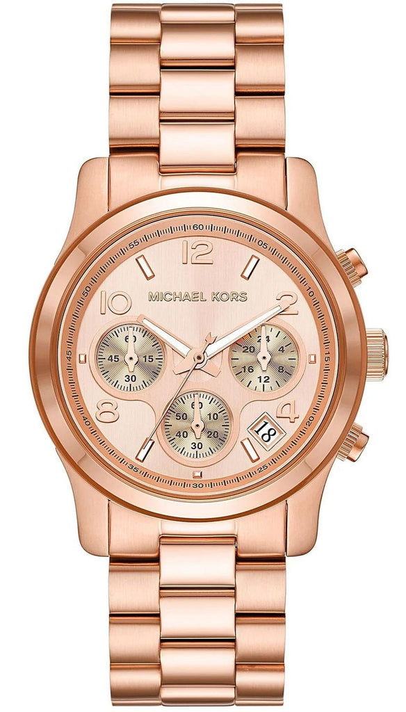 Michael Kors Runway rose gold-tone chronograph women's watch with cream dial and multiple subdials