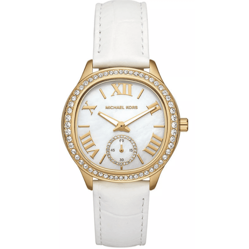 Michael Kors Sage Pavé Gold-Tone and Crocodile Embossed Leather Watch MK4818