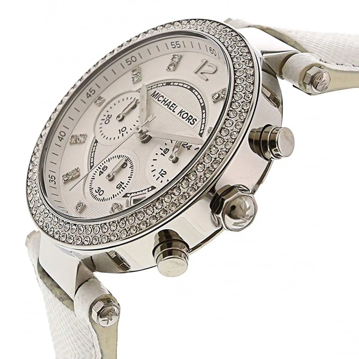 Michael Kors Parker Chronograph White Leather Women's Watch - MK2277