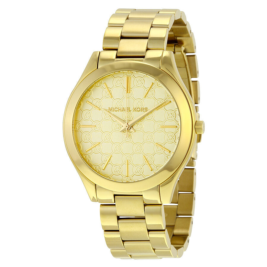Michael Kors Slim Runway gold women's watch with champagne dial and matching gold bracelet