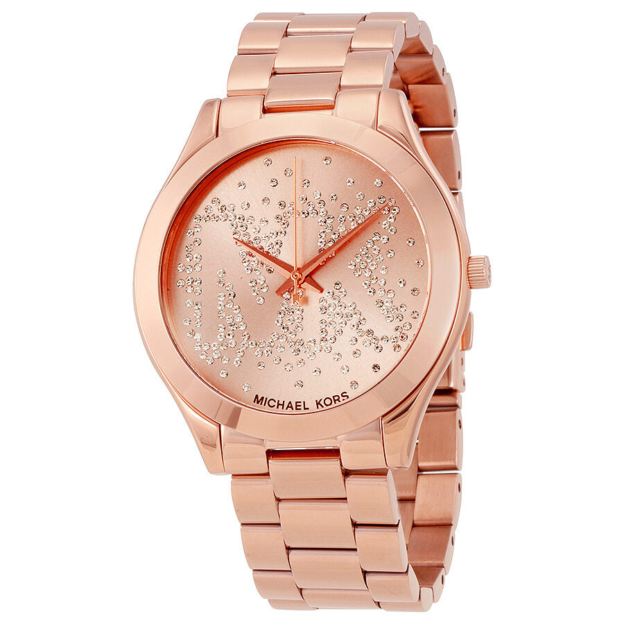 Michael Kors Slim Runway MK3591 rose gold-tone watch with crystal dial and rose gold bracelet