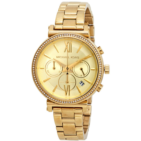 Michael Kors Sofie Chronograph Crystal Gold Dial Ladies Watch MK6559 - Watches of New Zealand