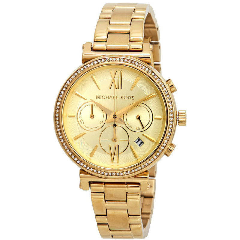 Michael Kors Sofie Chronograph Crystal Gold Dial Ladies Watch MK6559 - Watches of New Zealand