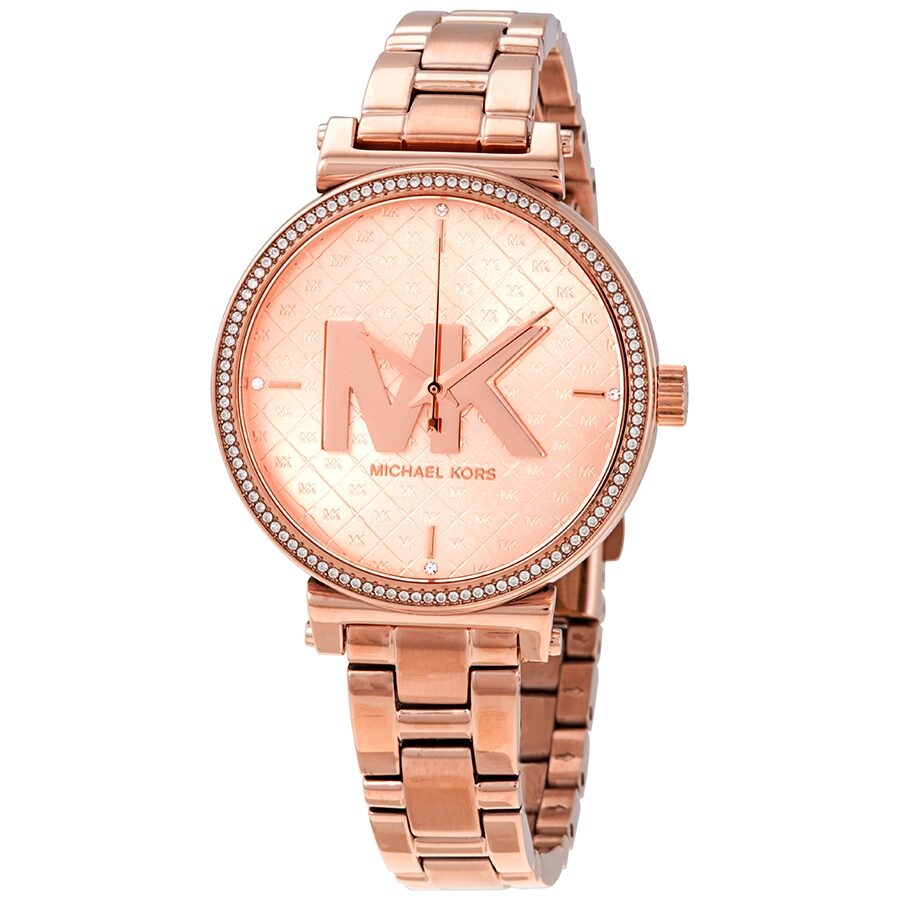 Michael Kors Sofie rose gold ladies watch with crystal-set bezel and logo dial