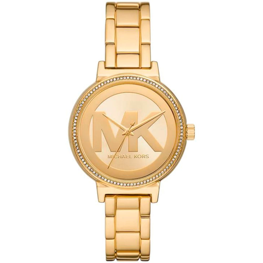 Michael Kors Sofie gold women's watch with embellished dial and crystal bezel