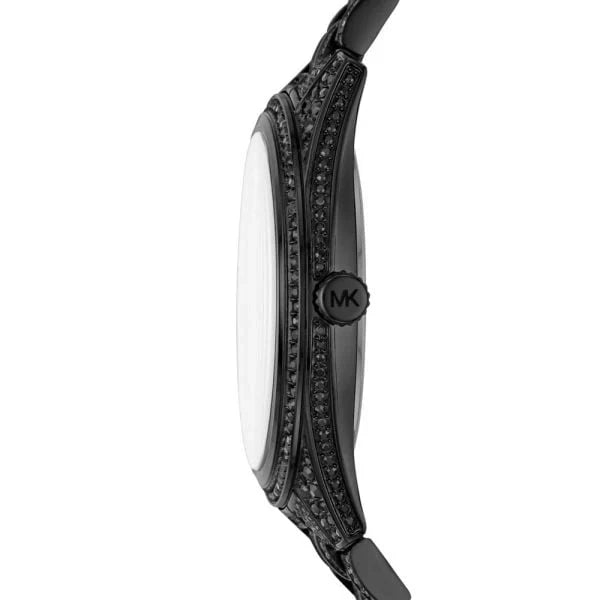 Michael Kors Lauryn Analog Crystals Black Dial Black Steel Strap Watch For Women MK3980