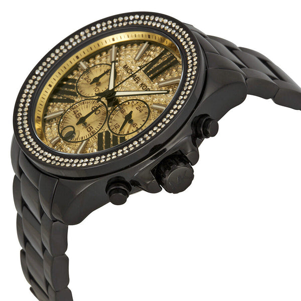Michael Kors Wren Chronograph Crystal Pave Dial Black Ion-plated Ladies Watch MK5961 - Watches of New Zealand #2