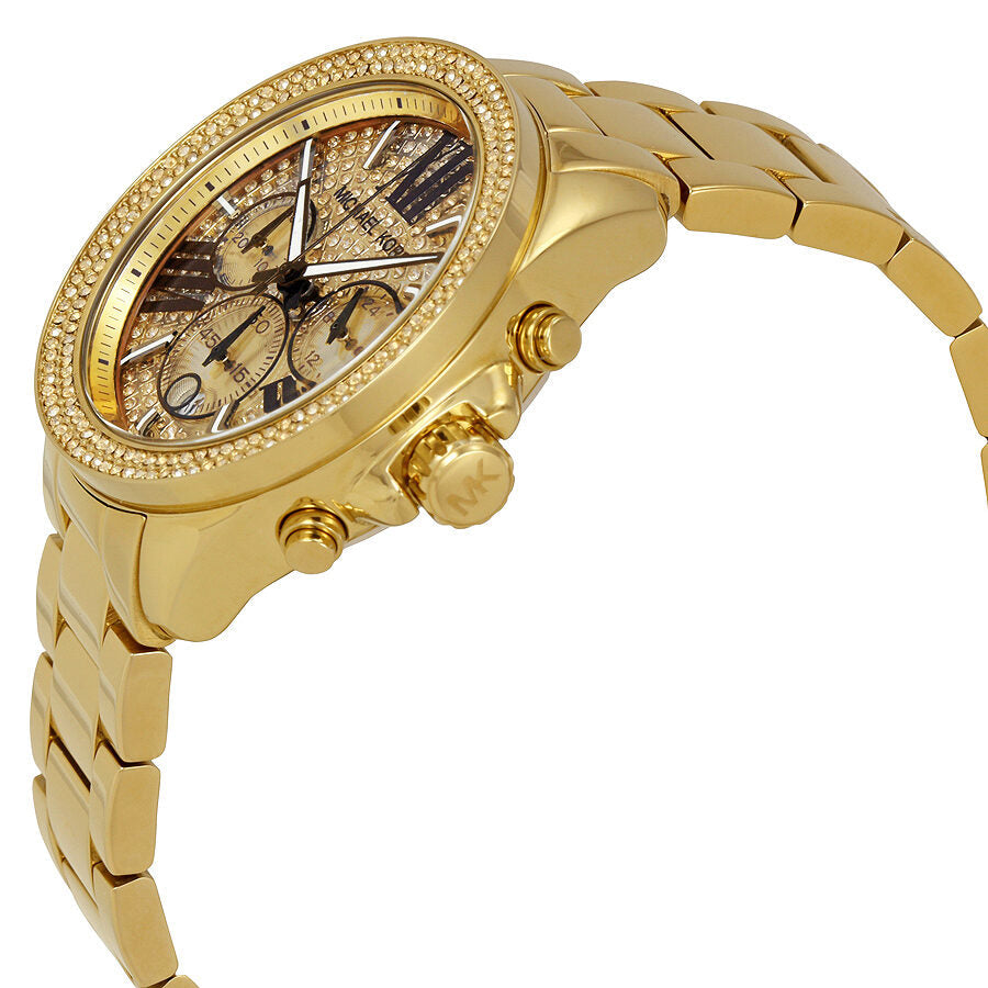 Michael Kors Wren Chronograph Pave Dial Gold Women's Watch - MK6095