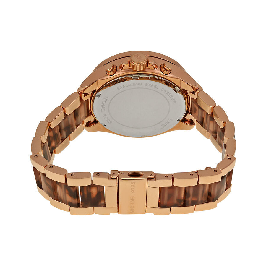 Michael Kors Wren Chronograph Pave Dial Rose Gold-tone and Tortoise Acetate Women's Watch - MK6159