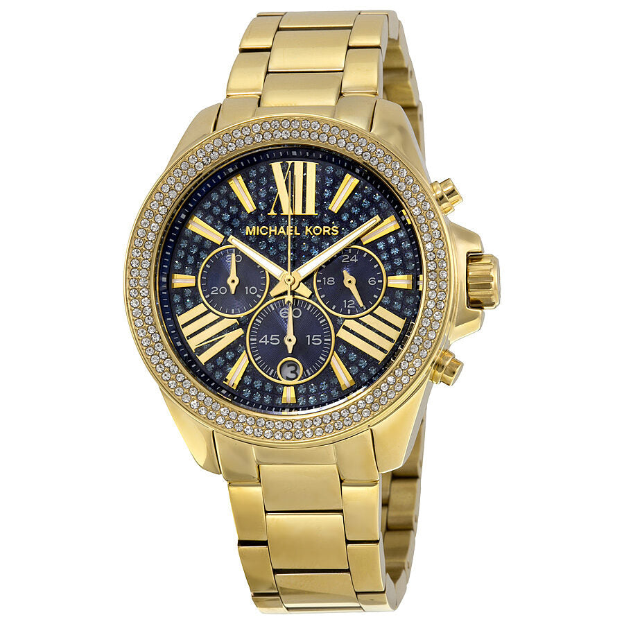 Michael Kors Wren Chronograph Blue Crystal Pave Gold Women's Watch - MK6291