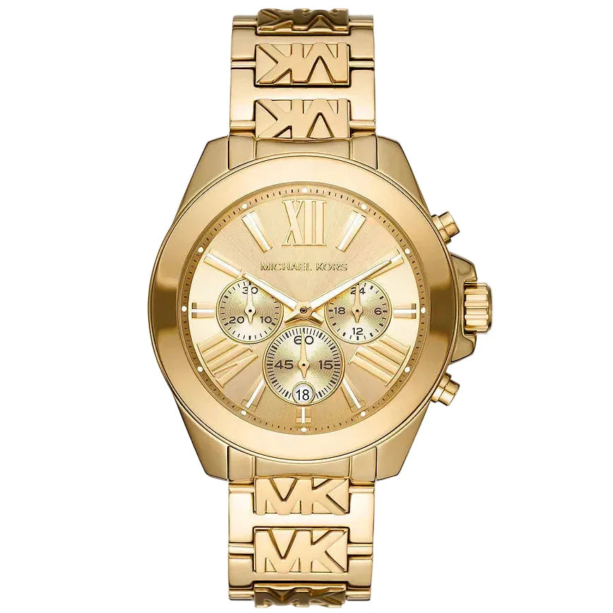 Michael Kors Wren gold-tone women's watch with chronograph subdials and Roman numeral dial