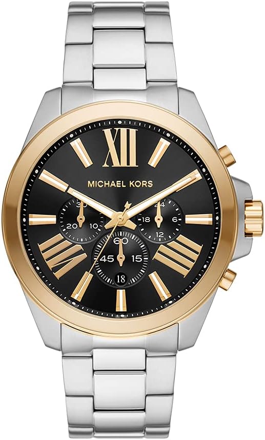 Michael Kors Wren Chronograph Black Dial Silver Steel Strap Men's Watch - MK8880