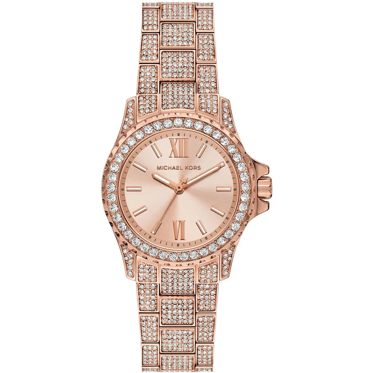 Mini Everest rose gold-tone watch with crystal pavé bezel and Roman numeral dial
